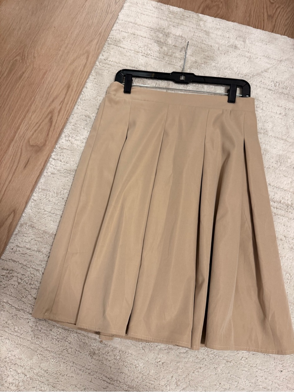 SHEIN Beige Pleated Midi Skirt